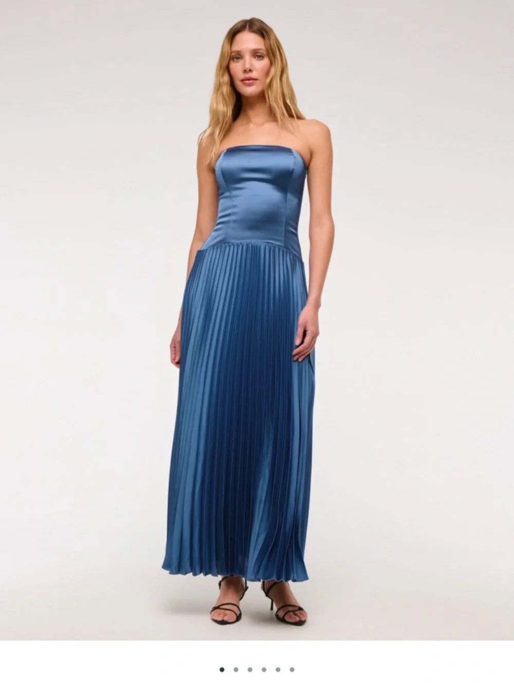 Abercrombie & Fitch NWT Strapless Satin Pleated Maxi Dress - Blue
